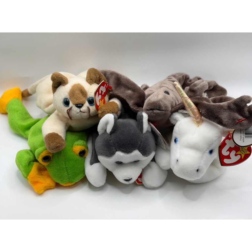 Ty Beanie Babies Lot of 5 Nanook Snip Sting Mystic Smoochy Vintage Plush Tags